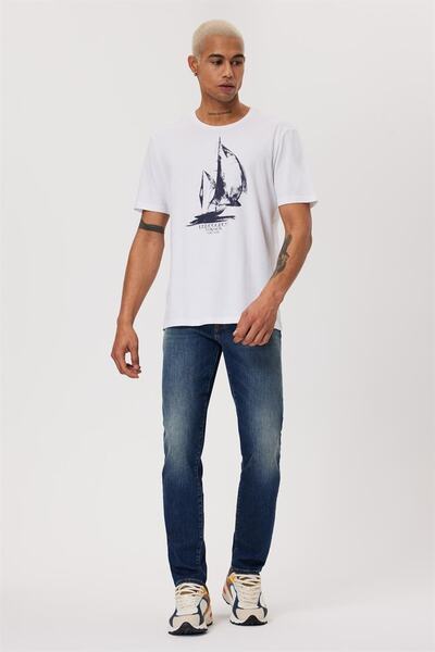 Lee Cooper Ανδρικό μπλουζάκι με λαιμόκοψη Gawaın Λευκό