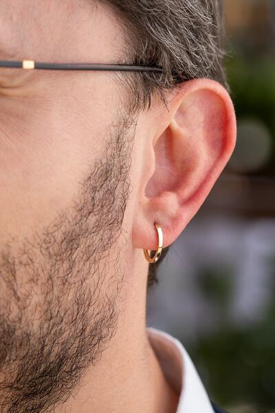 Cenova Jewelry 14 Ayar Altın Düz Kesim Erkek Halka Küpe 18 Mm