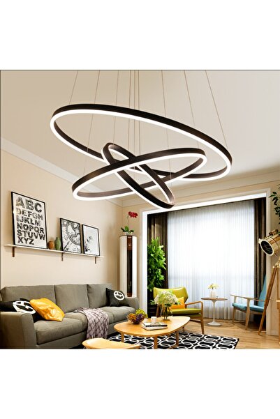CATLUZ Siyah Çember Ø40,60,80cm Led Lamba,yuvarlak Sarkıt Avize,modern Aydınl...