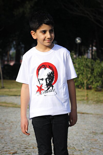 han elegant 5-13 Yaş Atatürk Ve Ay Yıldız Baskılı Likralı Pamuklu Kız Erkek Ç...