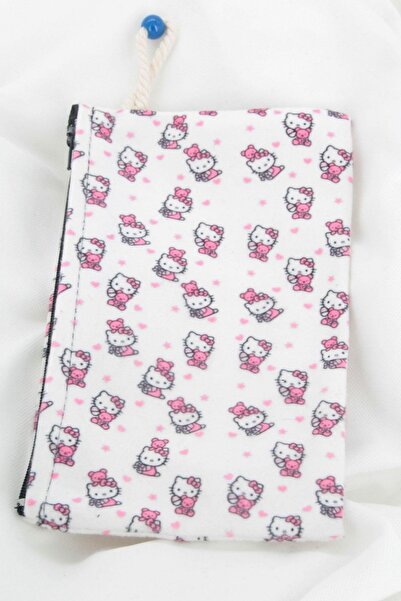 Anime Marketi Hello Kitty Tasarımlı Bez Kalemlik Veya Makyaj Çantası