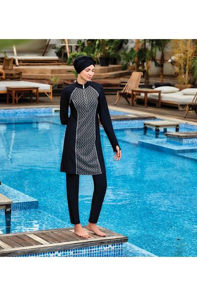 Adasea Μαγιό Hijab με λεπτομέρεια με φερμουάρ