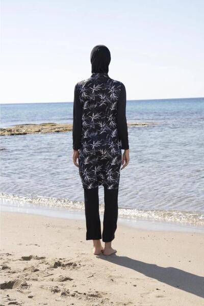 Estiva 23934 Black Battal Large Size Lycra Gilet Woven Hijab Swimsuit