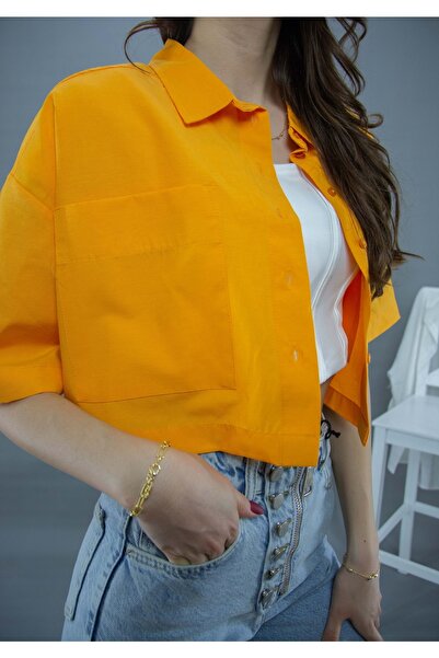 Reida Çift Cepli Crop Gömlek