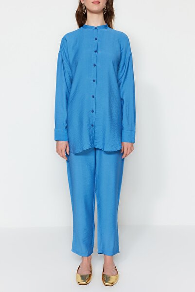 Trendyol Modest Σετ Πουκάμισο-Παντελόνι Blue Woven Aerobin TCTSS23US00068