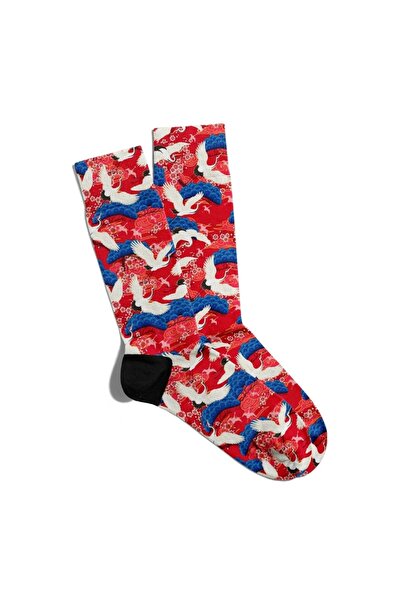 Eğlenceli Çoraplar Șosete Fun Sosete Unisex White Bird Blue Cloud Printed Soc...