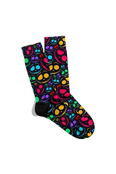 Eğlenceli Çoraplar Унисекс черни чорапи за Хелоуин - цветна подметка, забавен...