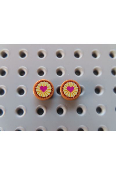 LEGO 1X1 Printed Pink Heart Cookie - Tile Accessory, 2 Pieces
