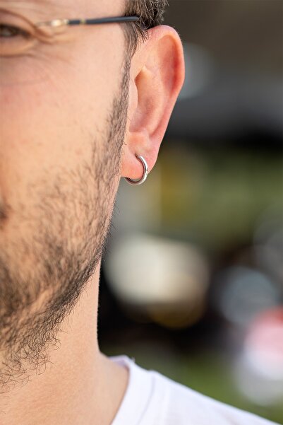 Uşaklıhafız 1945 14 Ayar Altın Bombeli Erkek Küpe Beyaz 15 Mm