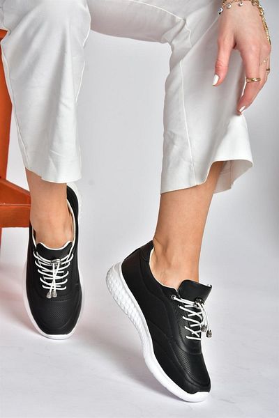 Fox Shoes P540502403 Pantofi sport de damă din piele naturală neagră