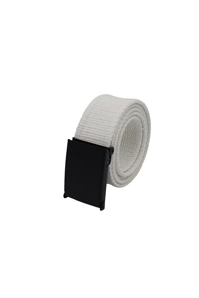 Anatoli Unisex White Sport Denim Canvas Belt with Black Buckle
