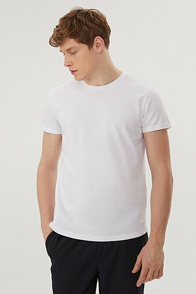 Loft Ανδρικό λευκό μπλουζάκι με κανονική εφαρμογή LF 2028618