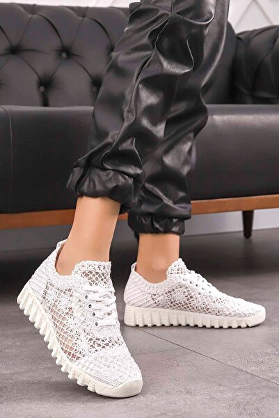Mamito Ayakkabı Hnm 1982 Мереживні в'язані спортивні кросівки - білі