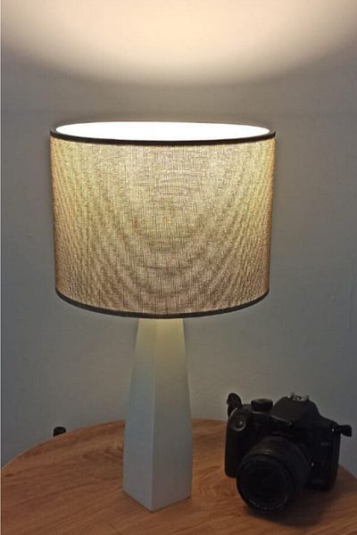 Art&Gift Cream Colored Belin - Wooden Leg Headboard Lampshade Sand Beige