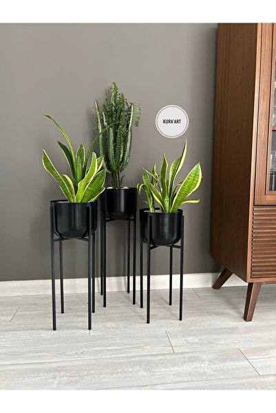 KuraArt 3’lü Dekor Ayaklı Saksı