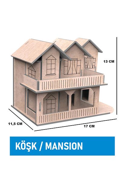 mortoys Mansion Model Wooden Model Painting Set, Including 6 Paints and Brush