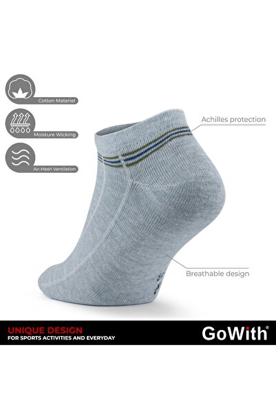 Go With 4'lü Erkek Renkli Pamuklu Kısa Spor Relax Desenli Esnek Patik Çorap 3147