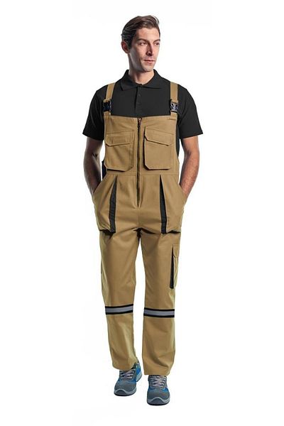 Şensel Reflective Gardener Jumpsuit, Beige-Black -8E2357- Salopet