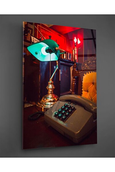 TAULART Lampă de masă și pictură pe sticlă de telefon antic