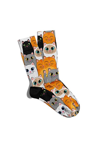 Eğlenceli Çoraplar جوارب ممتعة للجنسين مطبوع عليها قطط لطيفة Ecsoket064