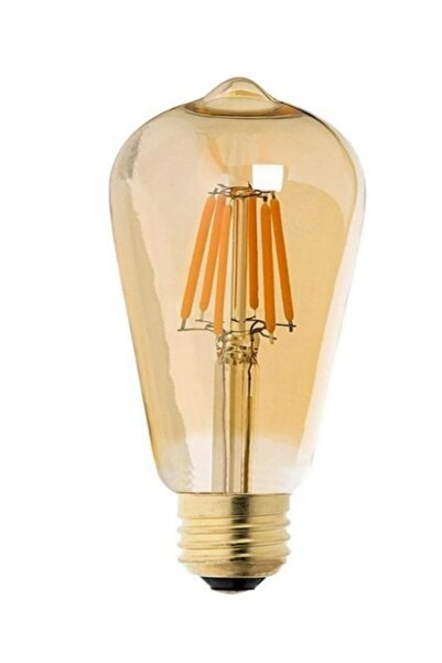Viesteknoloji Premium Kalite St 64 Flamanlı Rustik 4 W Amber Vintage Aydınlatma Led Ampul