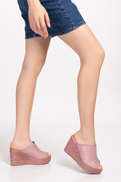 Elile Shoes Hakiki Deri Topuklu Kadın Terlik