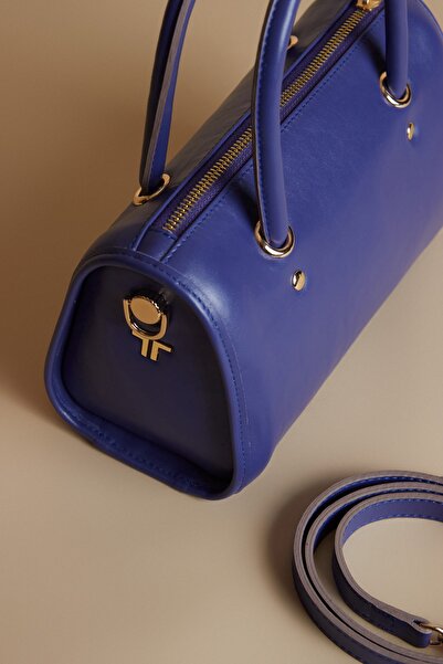 Twinsaction Sisi Hakiki Deri Mor/mavi El Ve Omuz Çantası