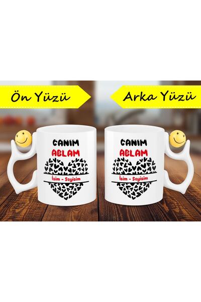 lenostra Ablaya Hediye - Kişiye Özel - Kalp Temalı - Canım Ablam Yazılı Kupa ...