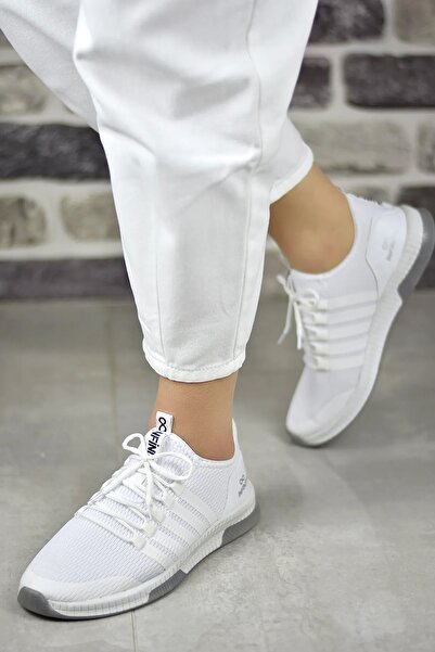 BOUIS Жіночі білі зручні нековзні кросівки з рівною підошвою, комфортні, стильні, класичні, з ремінцями, міцні кросівки для бігу