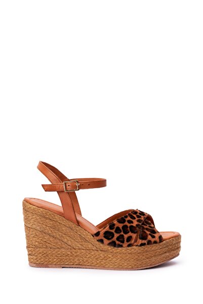 Elile Shoes Hakiki Deri Natura Baskılı Topuklu Kadın Sandalet 34-35-41-42-43-...