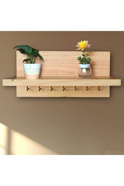 Efem Dekor Antre Saksılık Ahşap Anahtarlık Dekoratif Şeklinde Anahtarlık Raf
