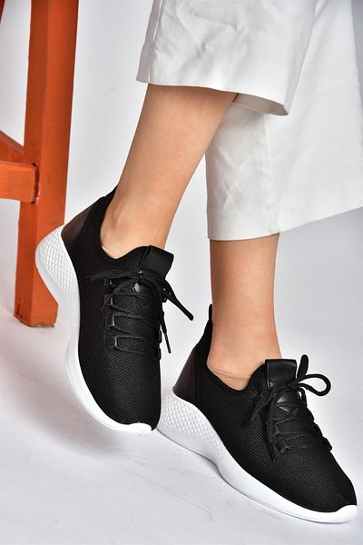 Fox Shoes P239200804 Μαύρα Λευκά Υφασμάτινα Casual Αθλητικά Παπούτσια