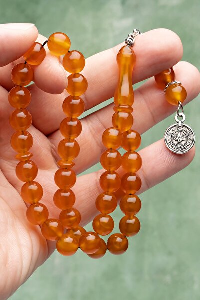 OTTOTESBİH Men's Orange Powder Amber Rosary - Gift