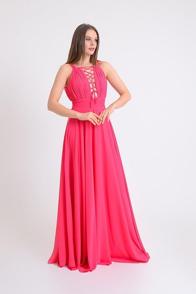 SpringStore Rochie de seară Fujya cu dantelă încrucișată în față și în spate