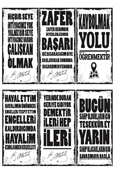 TRENDPOSTER 6-dijelni mini drveni poster sa citatima Ataturka