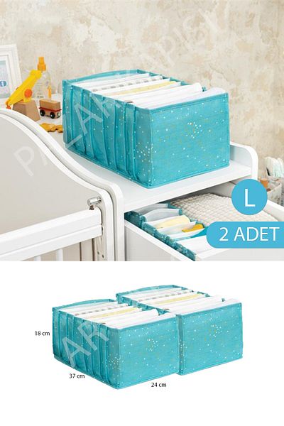 Pazar Kapısı 2 τεμάχια Baby Baby Room Ακορντεόν Συρταριέρα Organizer Μπλε L Μέγεθος