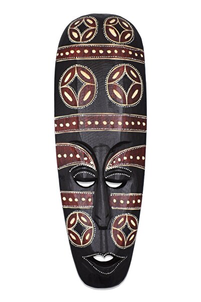 Hedicaret Ahşap Surat Mask 50 Cm Boyalı Etnik Duvar Objesi Yüz Maske