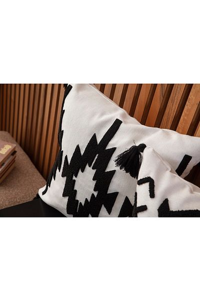 Ottoson 2-Piece Premium Punch Embroidered Embroidered Geometric Themed Throw Pillow Cover