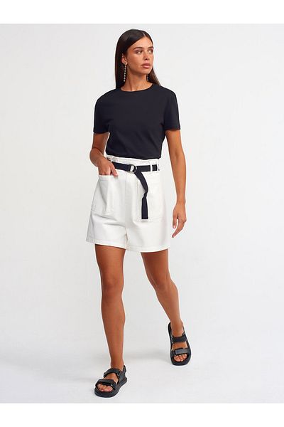 Dilvin 70365 Belted Shorts-ecru