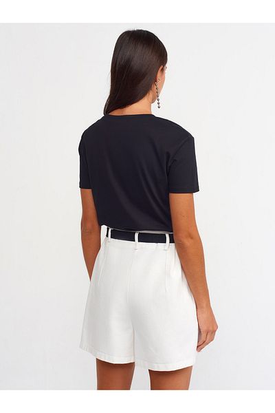 Dilvin 70365 Belted Shorts-ecru