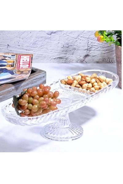 Jenisa Handmade Glass Drop Boat Three-Eye Serving Plate