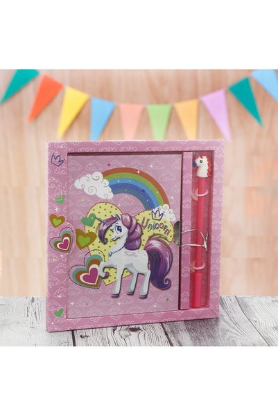 mutlu adım Unicorn At 13x18cm Anı Defteri Ve Kalem Seti