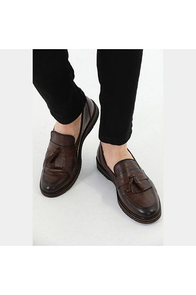 Everest Men's Classic Genuine Leather Tasseled Orthopedic Casual Shoes
