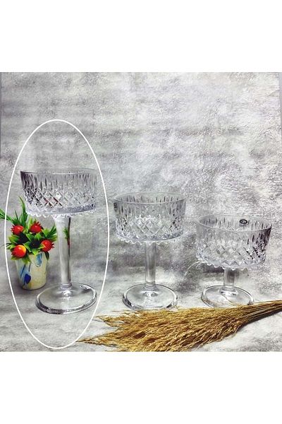 Jenisa Handmade Glass Enigma Model Large Footed Presentation Bowl 14x28 Cm
