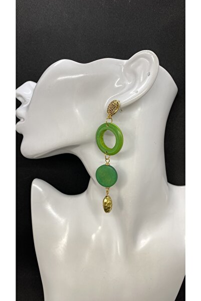 Porsuk Alternatif Handmade Wooden Women's Earrings with Brass Apparatus
