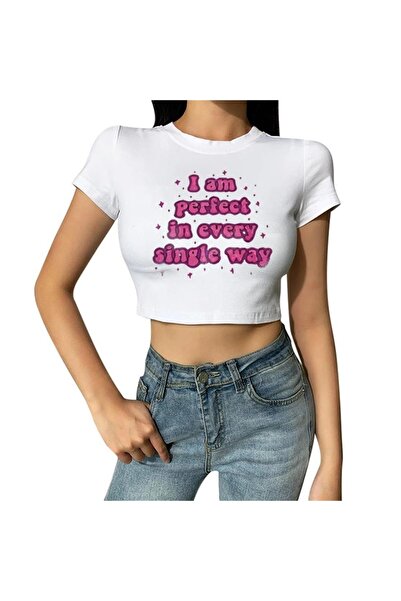 Touz Sunt perfect cu imprimeu White Crop