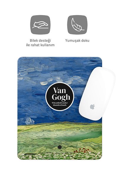 Özer Store Mouse Pad dreptunghiular cu tematică picturi Van Gogh cu suport pentru încheietura mâinii
