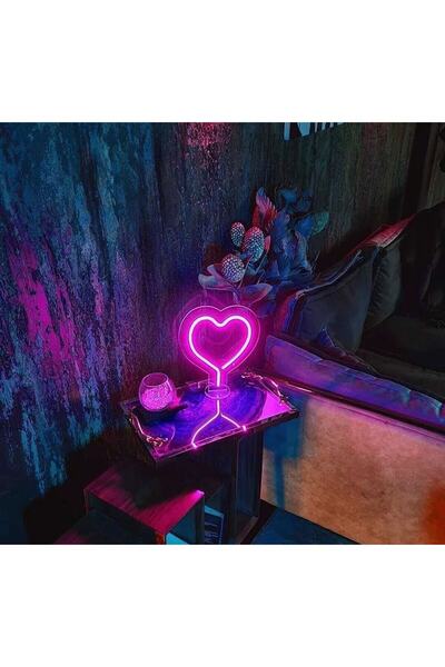 dekoraven Heart Table Lamp Neon Decorative Lighting(20x20cm)