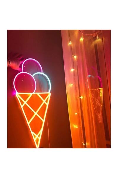 dekoraven Dondurma-ice Cream Neon Led Tabela Dekoratif Aydınlatma(60x40cm)