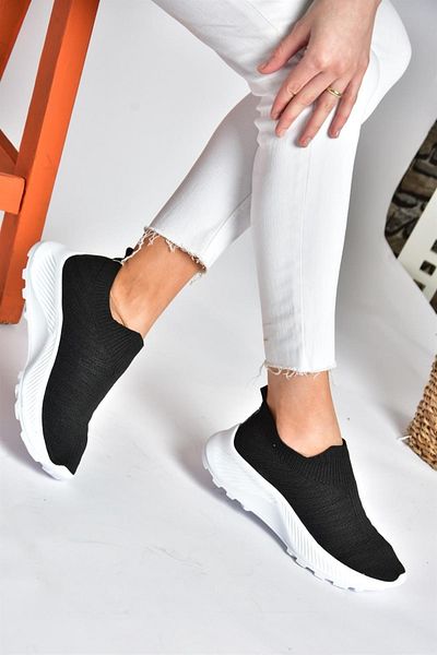 Fox Shoes P239503304 Negru/alb Tricoturi țesătură Pantofi damă Tenisi